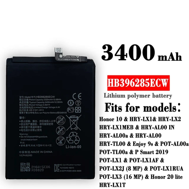 Batterie de remplacement pour Huawei P20 / Honor 10 / Honor 10 Lite / Honor 20 Lite, HB396285ECW Batterie de remplacement pour Huawei P20 / Honor 10 / Honor 10 Lite / Honor 20 Lite, HB396285ECW